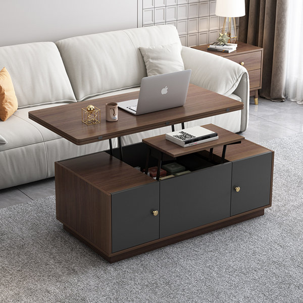 Latitude Run Lift Top Extendable Block Coffee Table With Storage